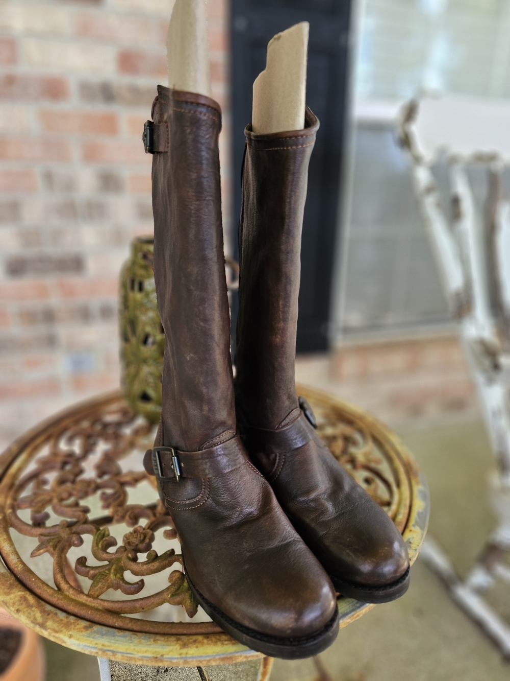 Frye Veronica Slouch Dark Brown Leather Boots Womens Approx.Size 11/11.5